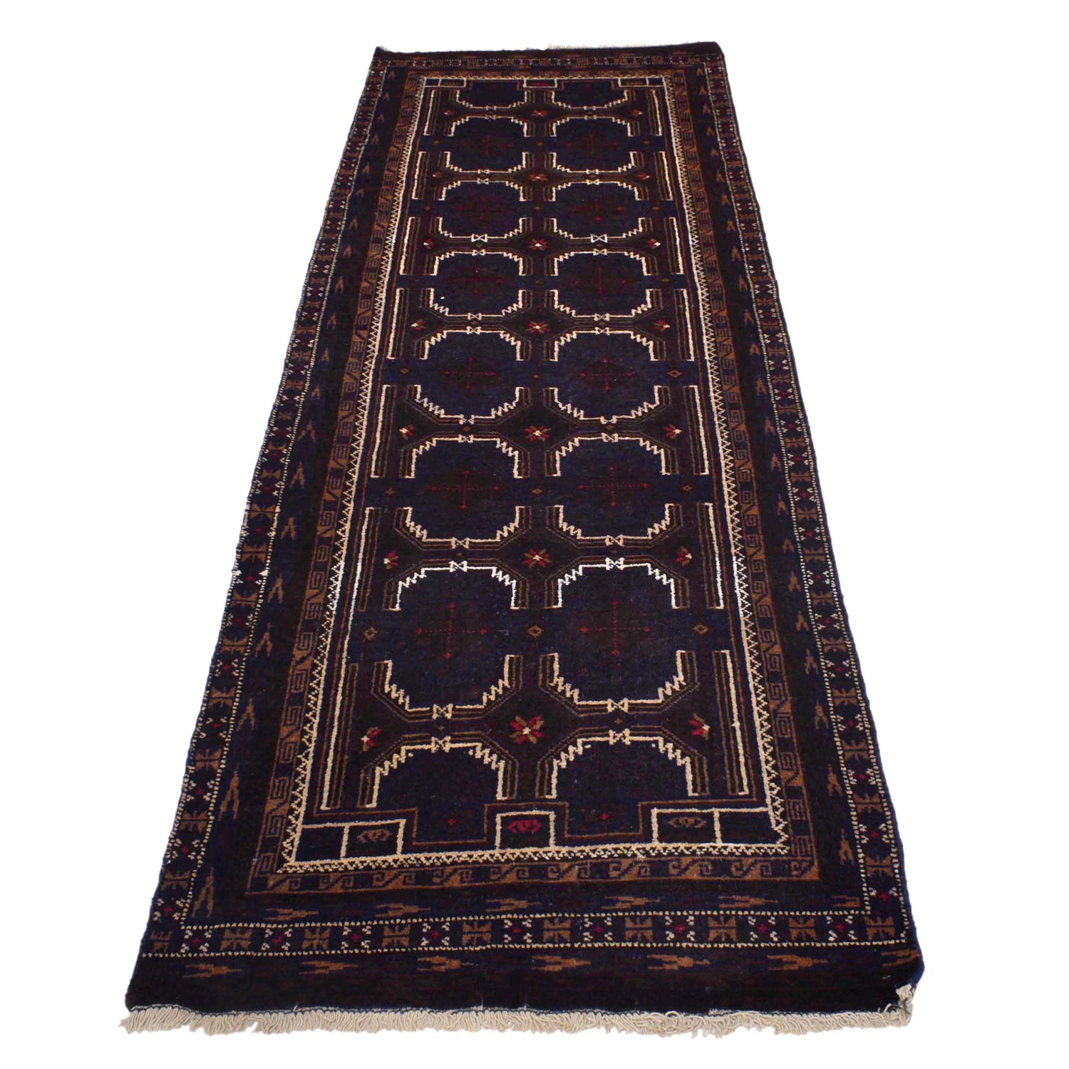 Hand Knotted Vintage Baluchi Runner 2' 7" x 8' 11" (ft) - No. AL50