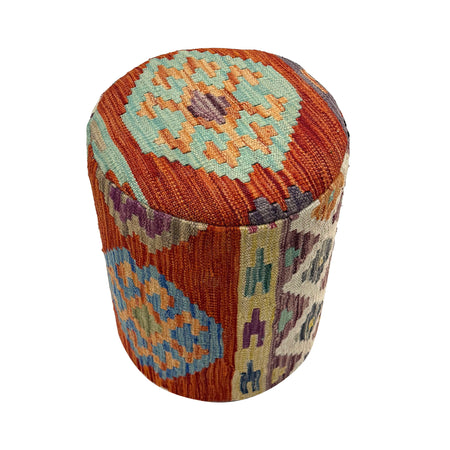 Kilim Round Stool - Traditional Seating 1' 2" x 1' 5" (ft) - No. AL5
