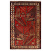 Red Color Baluchi Rug 2' 9 x 4' 4 (ft) - No. 6247