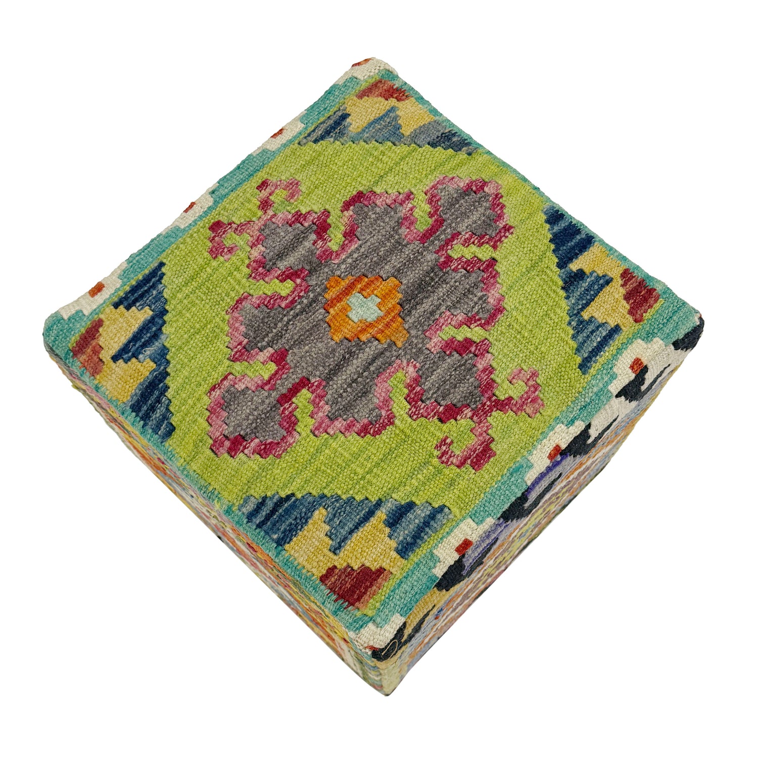 Kilim Square Stool - Traditional Seating 1' 3" x 1' 3" (ft) - No. AL6