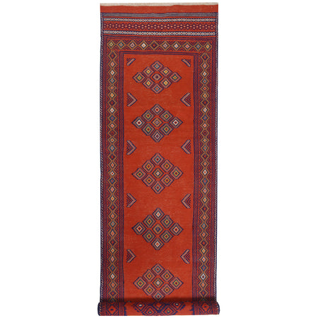 Handmade Flatweave Dhurrie Runner 2' 5 x 9' 5 (ft) - No. 7464