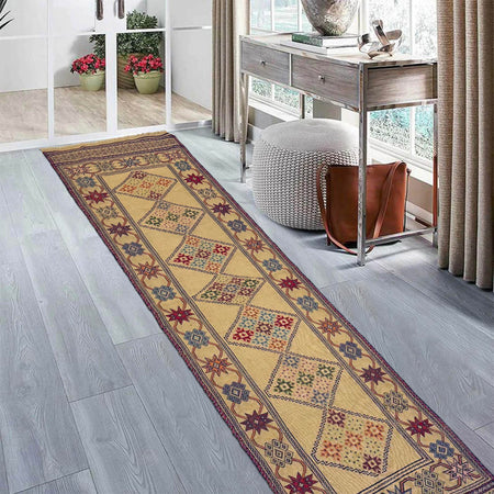 Handmade Flatweave Dhurrie Runner 2' 7" x 9' 11" (ft) - No. 7466