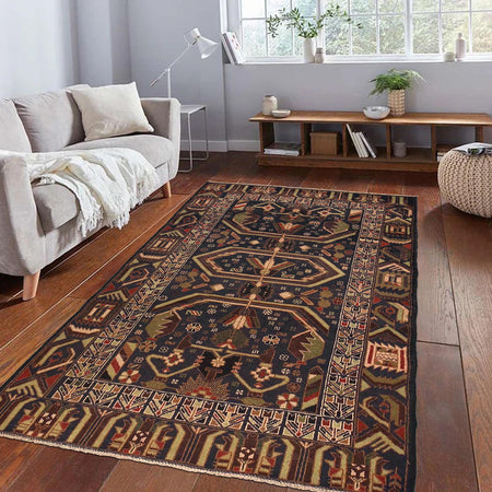 Tribal Baloch Rug 3' 7" x 5' 9" (ft) - No. 7799