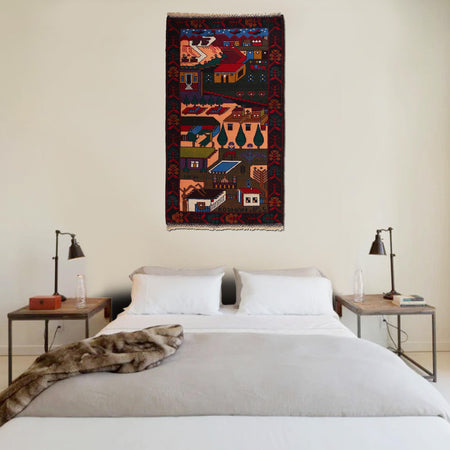 Handmade Village Design Rug 2' 8" x 4' 10" (ft)- No. 7952