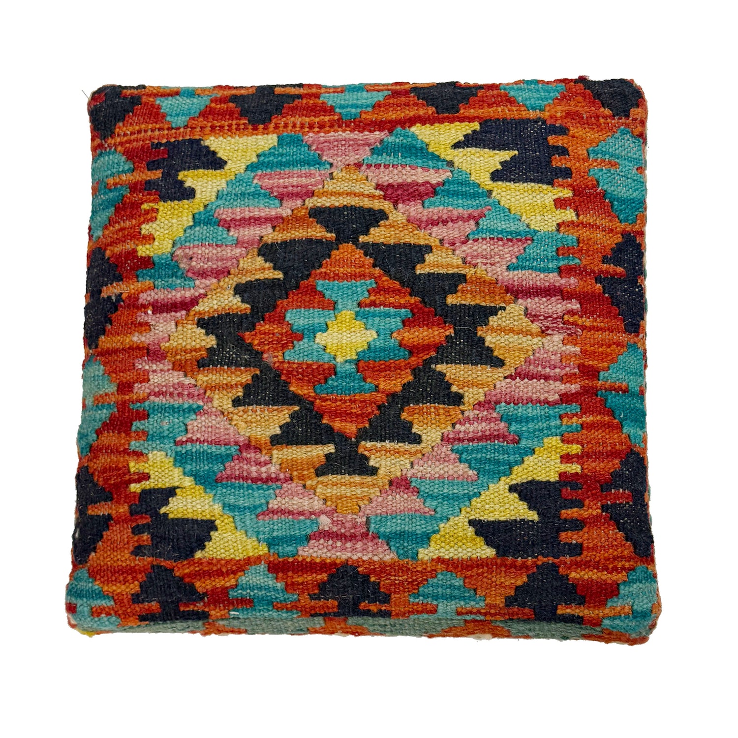 Kilim Square Stool for Living Room 1' 3" x 1' 3" (ft) - No. AL7