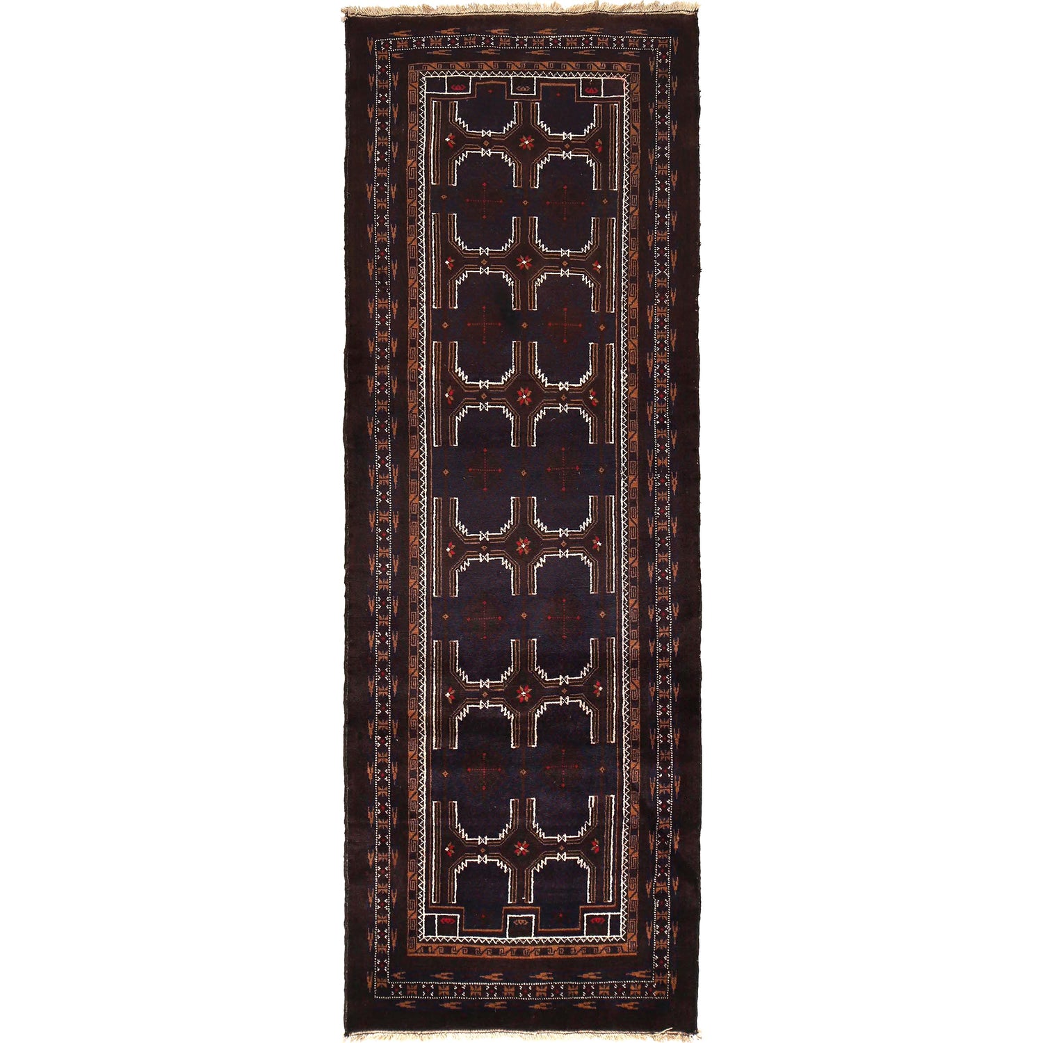 Handmade Vintage Baluch Runner 3' 0" x 8' 10" (ft) - No. 8930