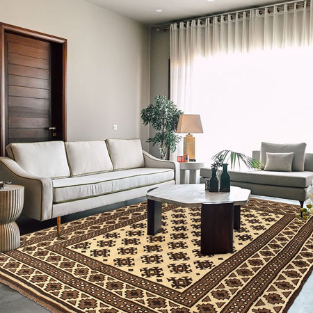 Handwoven Natural Baluch Rug 5' 10" x 8' 11" (ft) - No. 9288