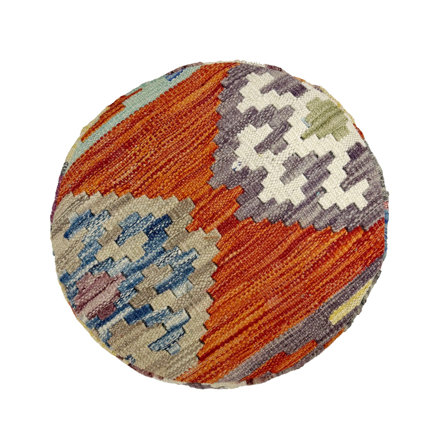Kilim Round Stool for Living Room 1' 2" x 1' 5" (ft) - No. AL9