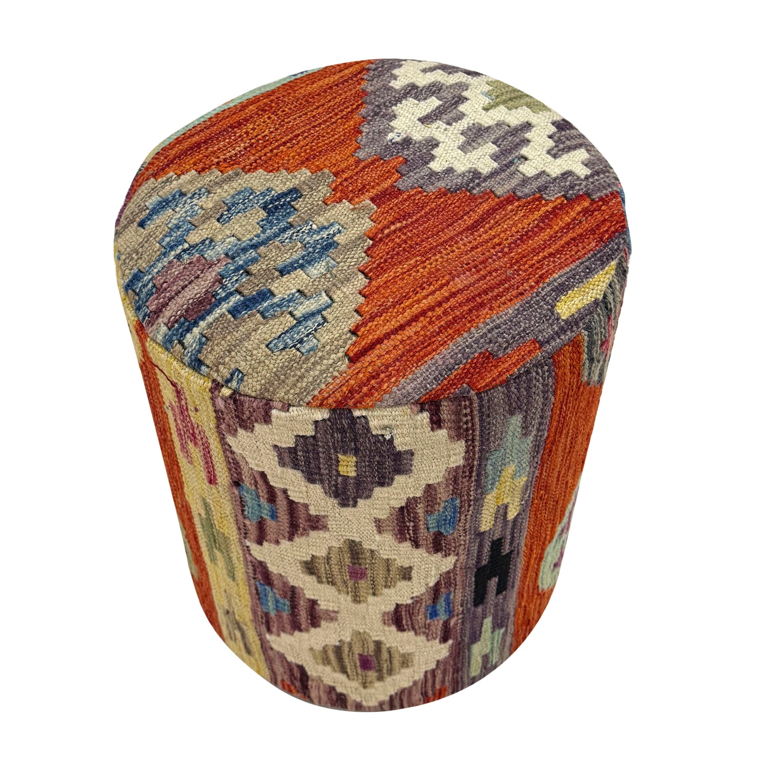 Kilim Round Stool for Living Room 1' 2" x 1' 5" (ft) - No. AL9