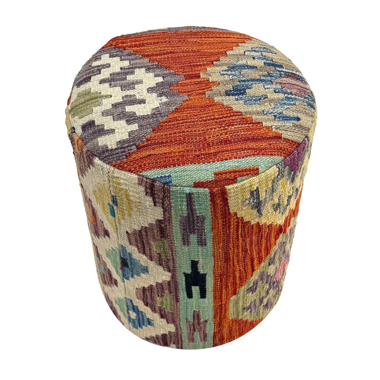 Kilim Round Stool for Living Room 1' 2" x 1' 5" (ft) - No. AL9