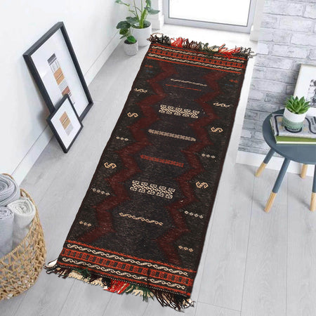 Hand Knotted Table Sheet Dhurrie Runner 2' 0" x 4' 9" (ft) - No. B21324