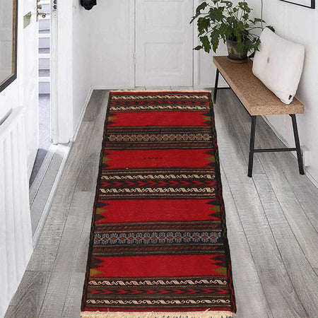 Flat Weave Kilim Runner 2' 4" x 4' 11" (ft) - No. B21335