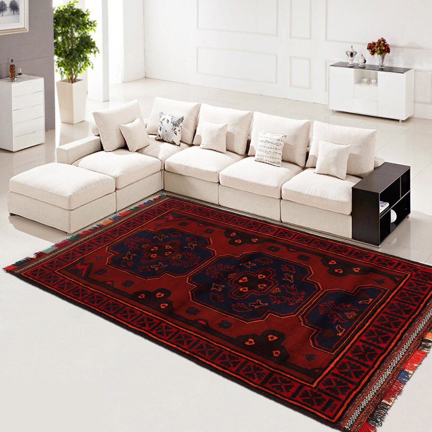 Red Color Baluchi Rug 4' 0 x 6' 4 (ft) - No. B22629
