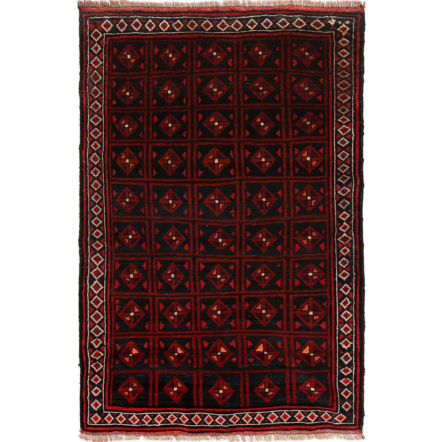 Traditional Baloch Rug 4' 1 x 5' 9 (ft) - No. B23711