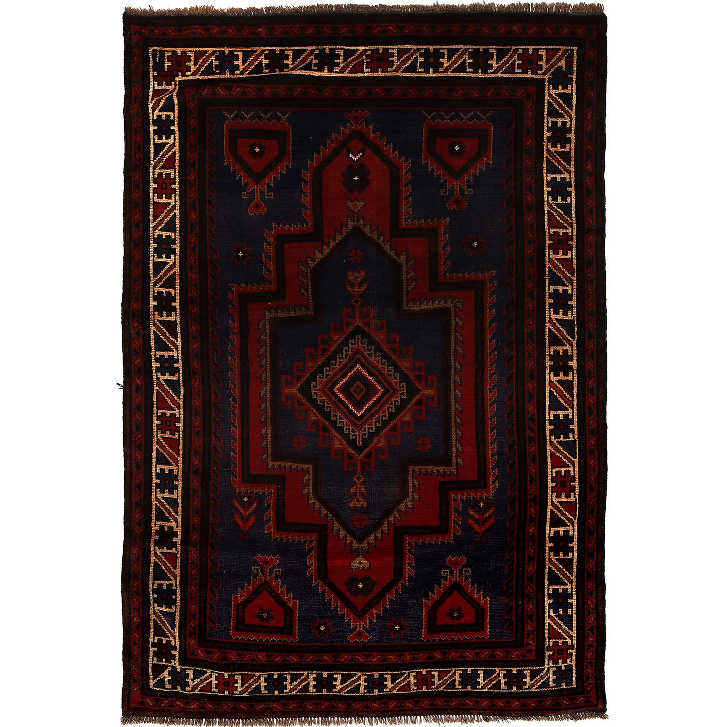 Hand Knotted Baluchi Rug 4' 7 x 7' 0 (ft) - No. B24190