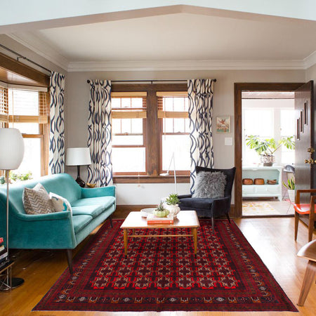 Red Color Baluchi Rug 9' 6" x 12' 7" (ft) - No. B28048