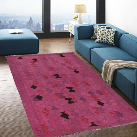 Hand Knotted Overdye Dhurrie 4' 0" x 5' 7" (ft) - No. B29230