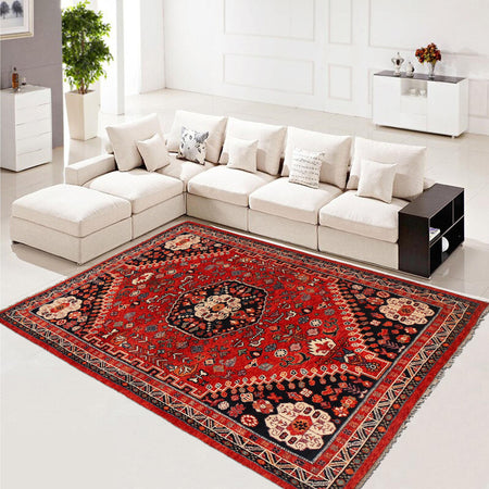 Red Color Shirazi Rug 5' 7" x 7' 7" (ft) - No. B29780