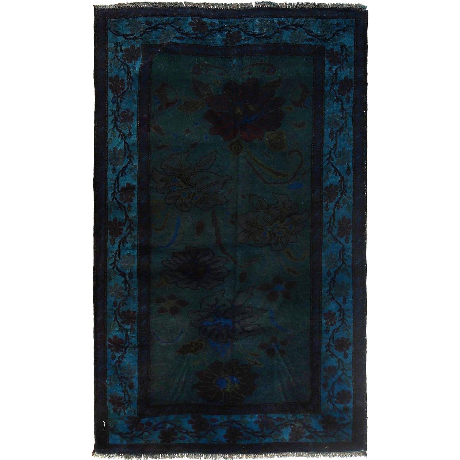 Blue Overdyed Rug 3' 7" x 6' 3" (ft) - No. B29781