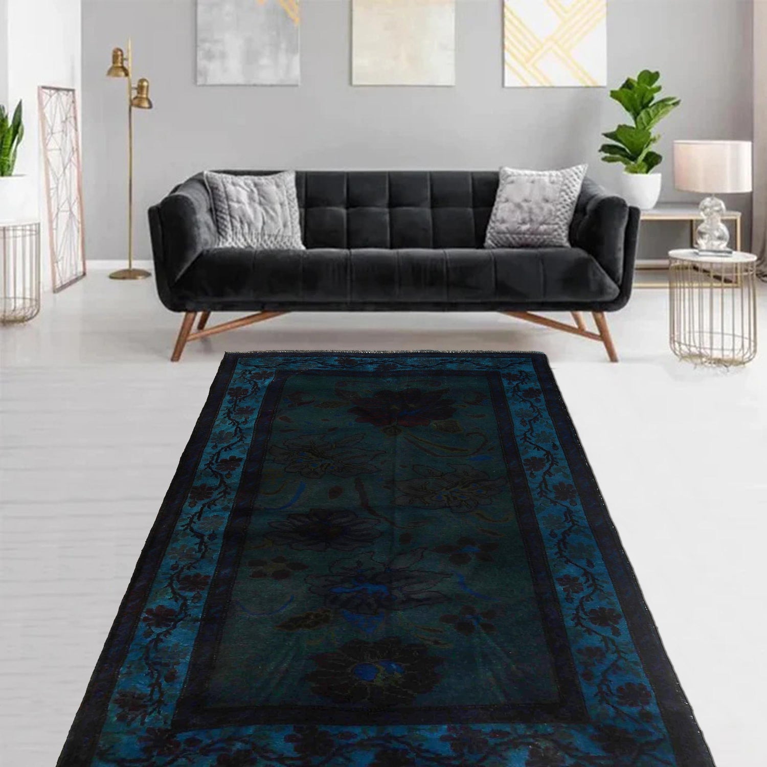 Blue Overdyed Rug 3' 7" x 6' 3" (ft) - No. B29781