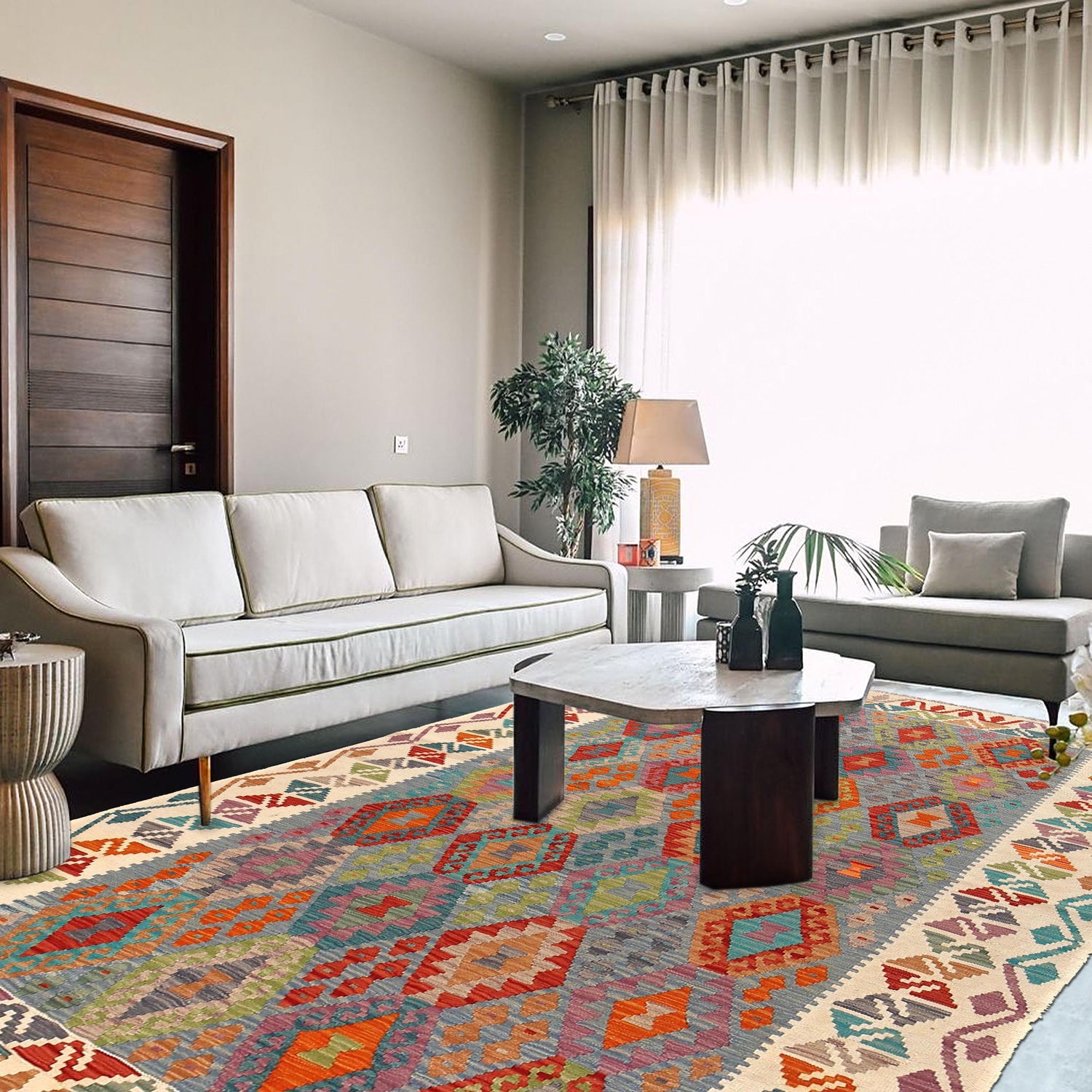 Handmade Vegetable Kelim 5' 9" x 7' 10" (ft) - No. B29989