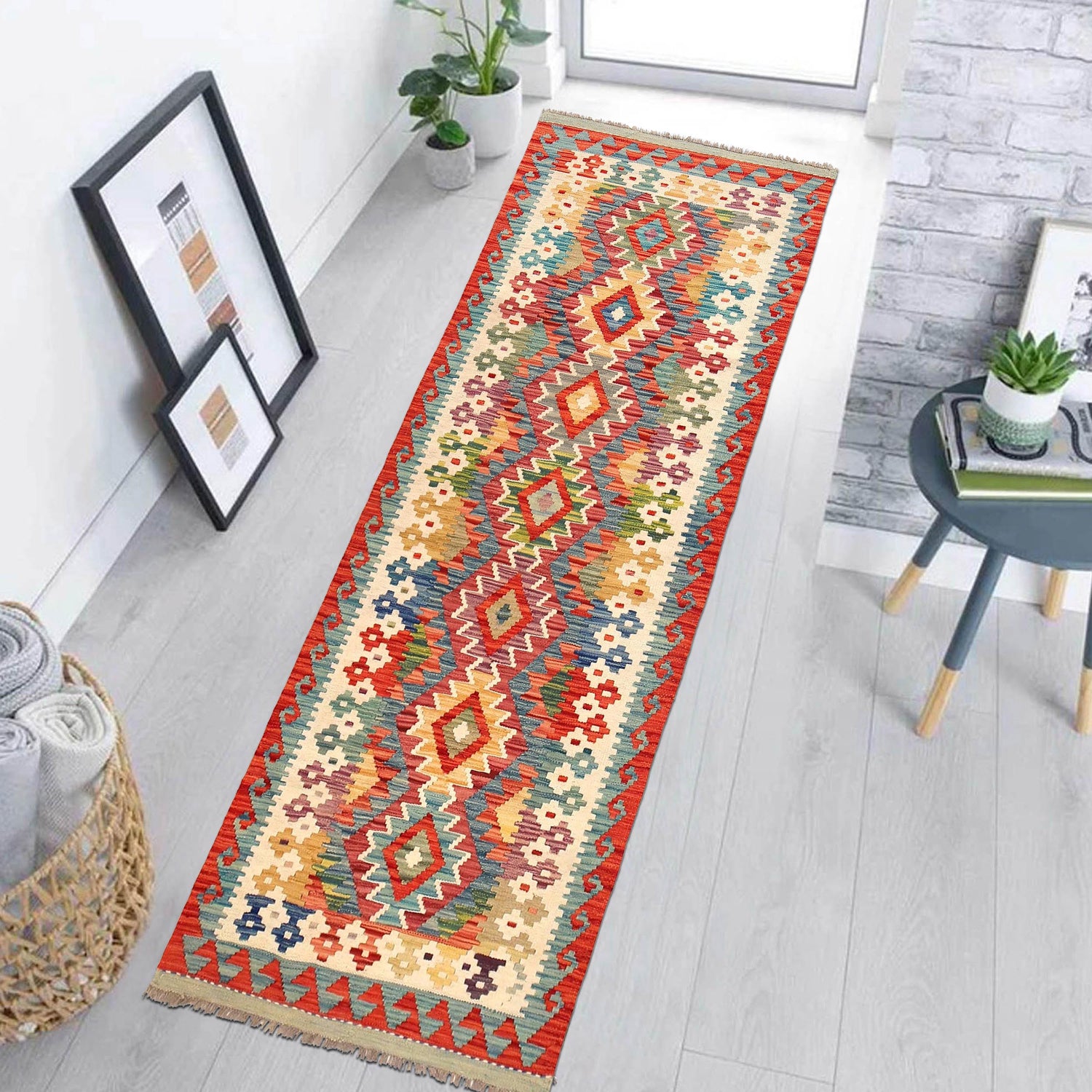 Vegetable Kelim Runner 2' 8" x 7' 11" (ft) - No. B30045