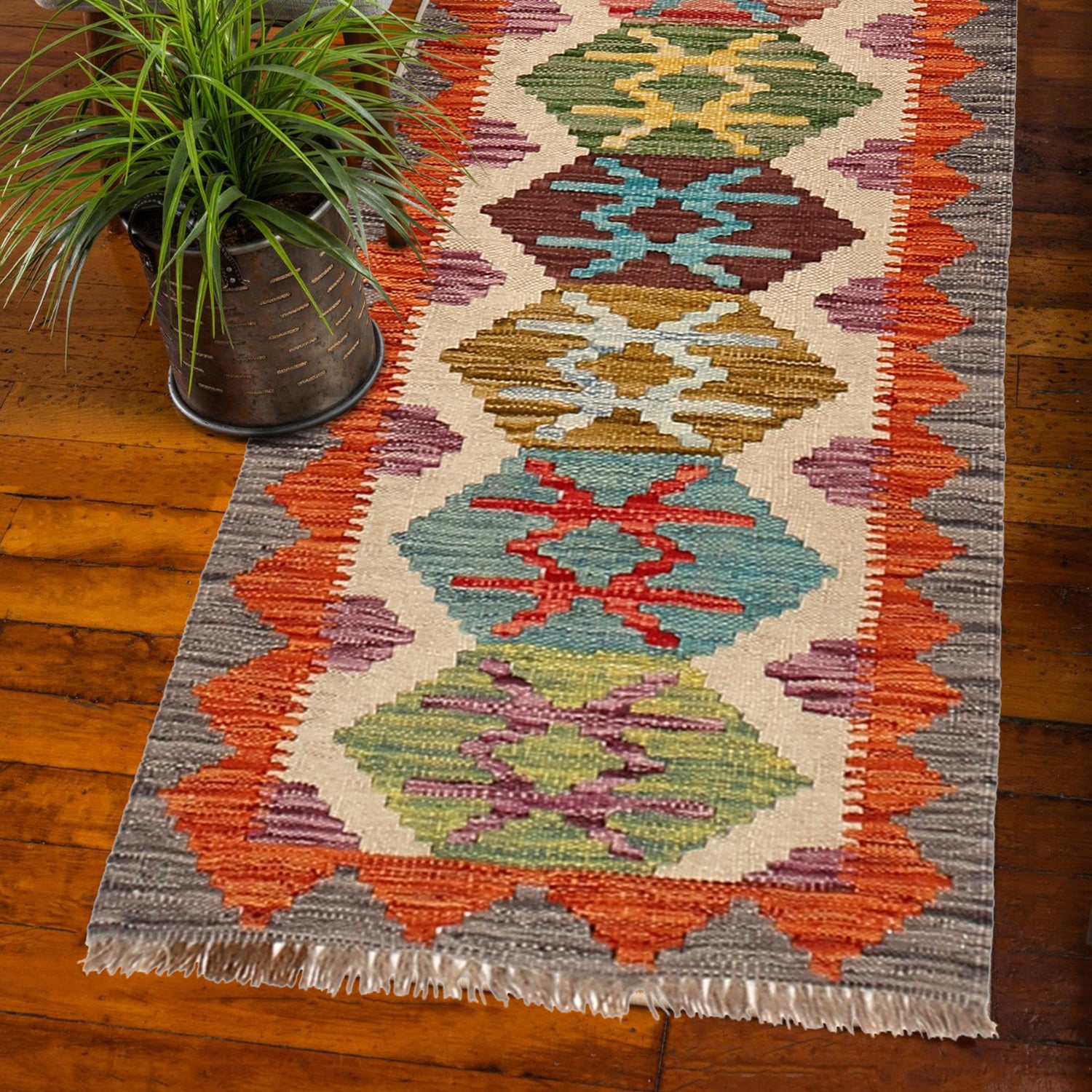 Vegetable Kilim Runner 2' 1" x 6' 5" (ft)- No. B30547