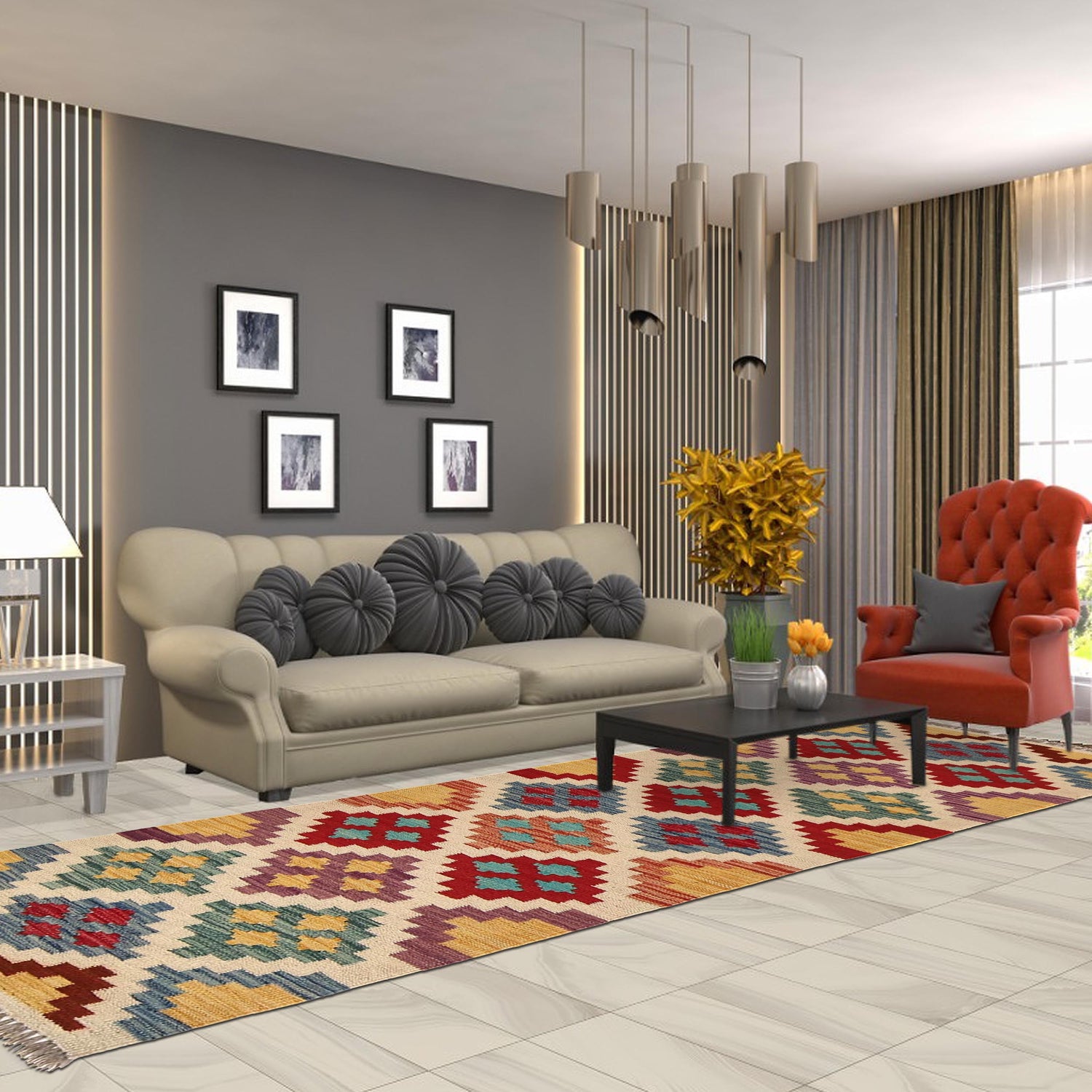 Vegetable Kelim Runner 1' 9" x 5' 7" (ft)- No. B30610