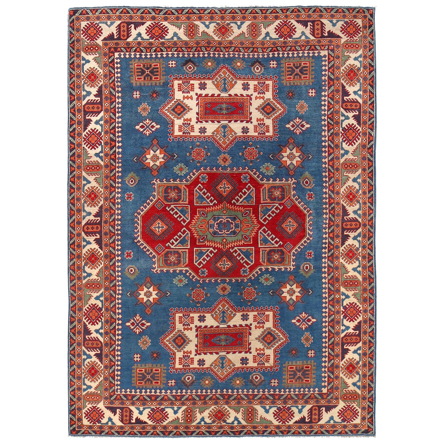 Blue Color Kazak Carpet 6' 9" x 9' 7" (ft) - No. B30654