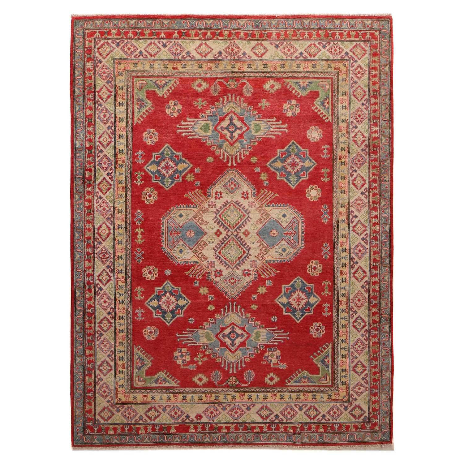 Hand Knotted Kazak Carpet 6' 7" x 9' 10" (ft) - No. B31609