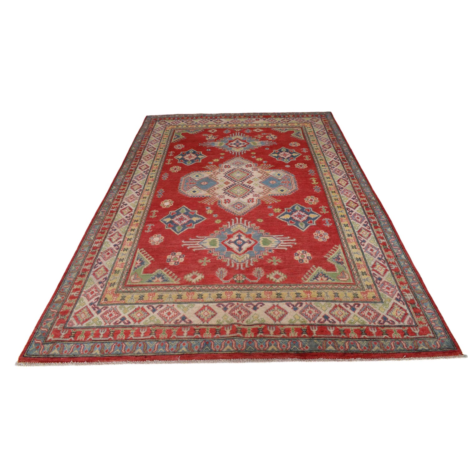Hand Knotted Kazak Carpet 6' 7" x 9' 10" (ft) - No. B31609