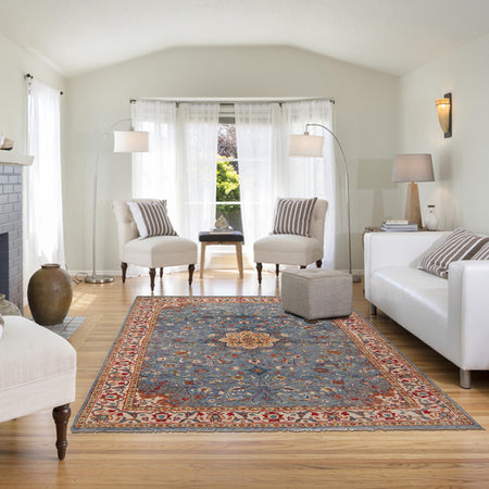 Blue Color Modern Oushak Rug 6' 7" x 9' 8" (ft) - No. B33067