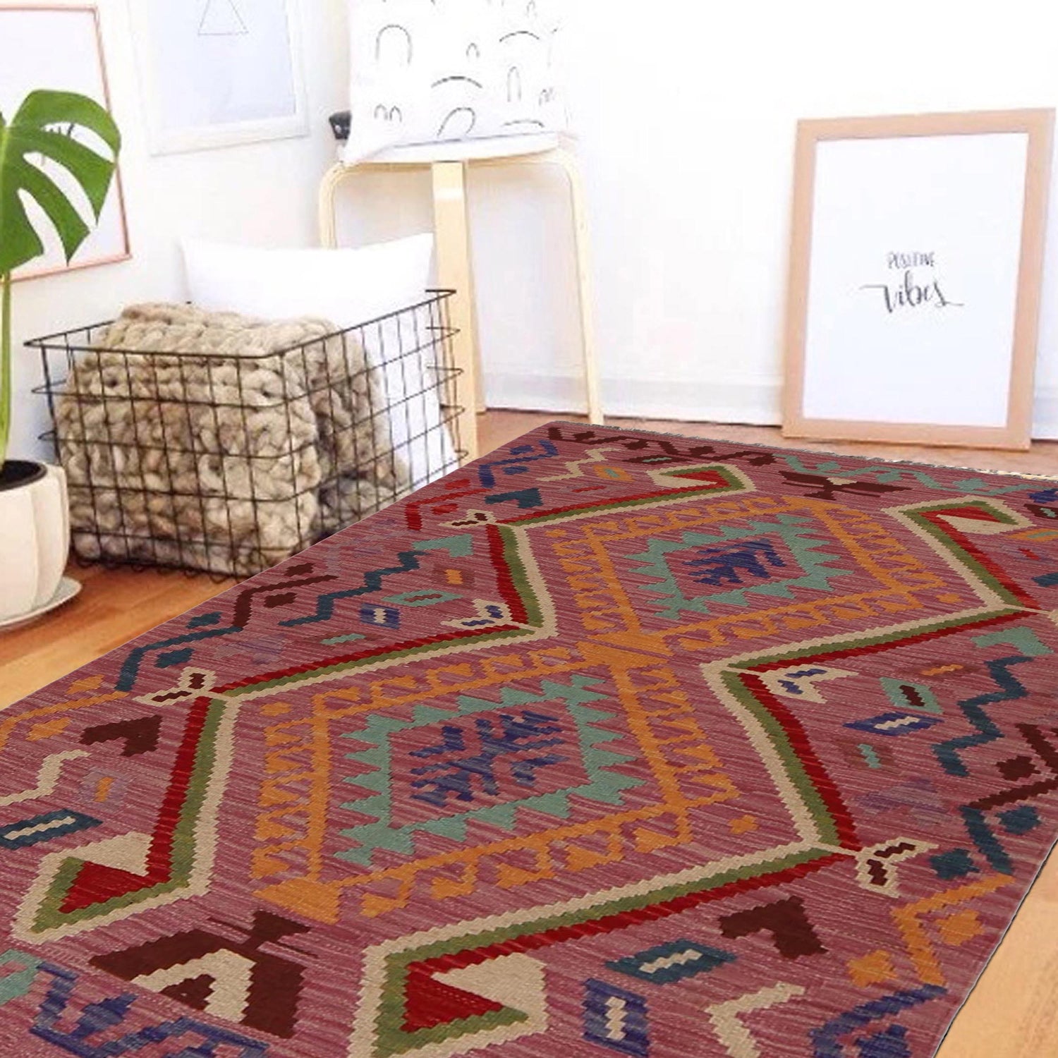 Handmade Vegetable Kelim 3' 5" x 5' 0" (ft) - No. B34165