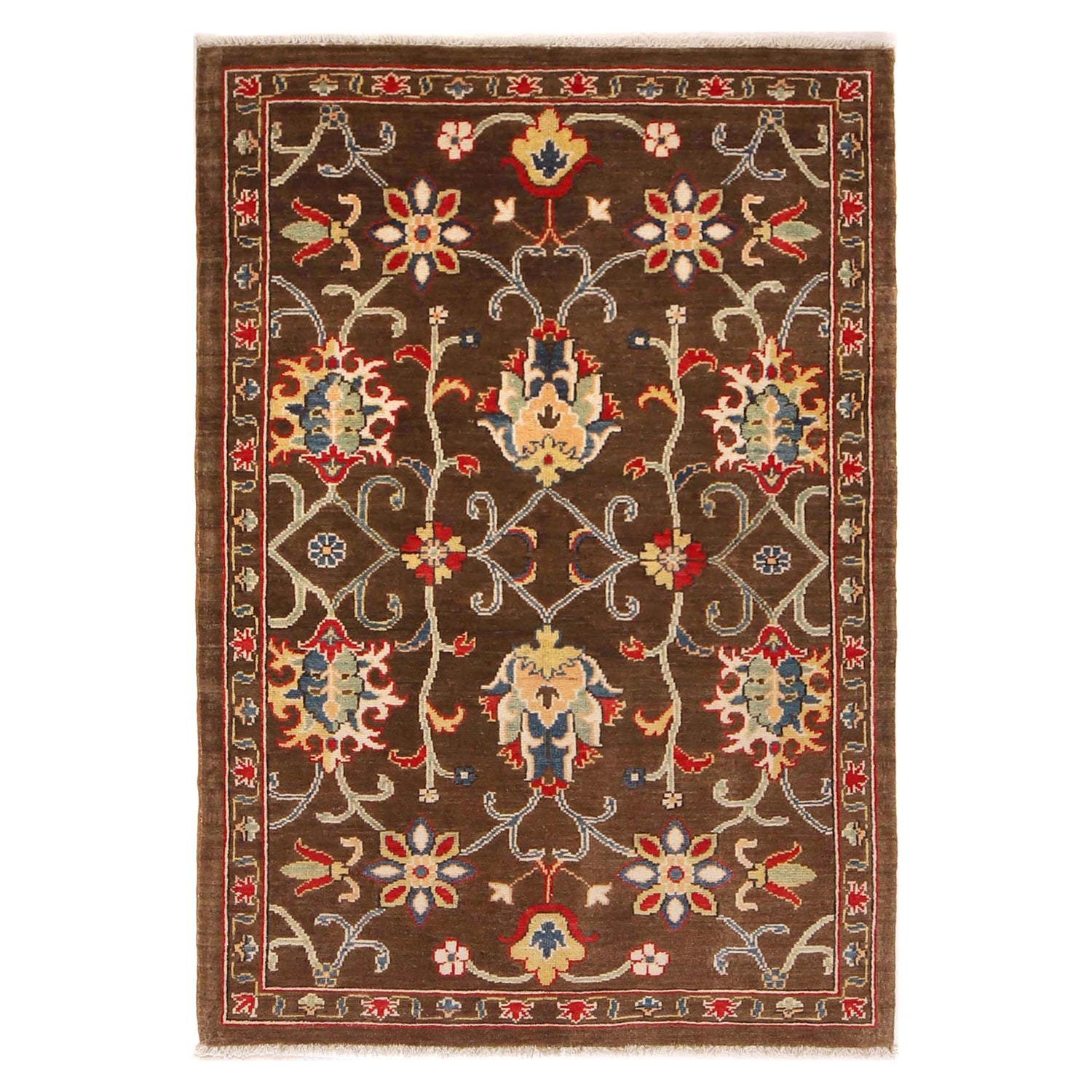 Brown Color Sultani Carpet 3' 4" x 5' 1" (ft) - No. B34196