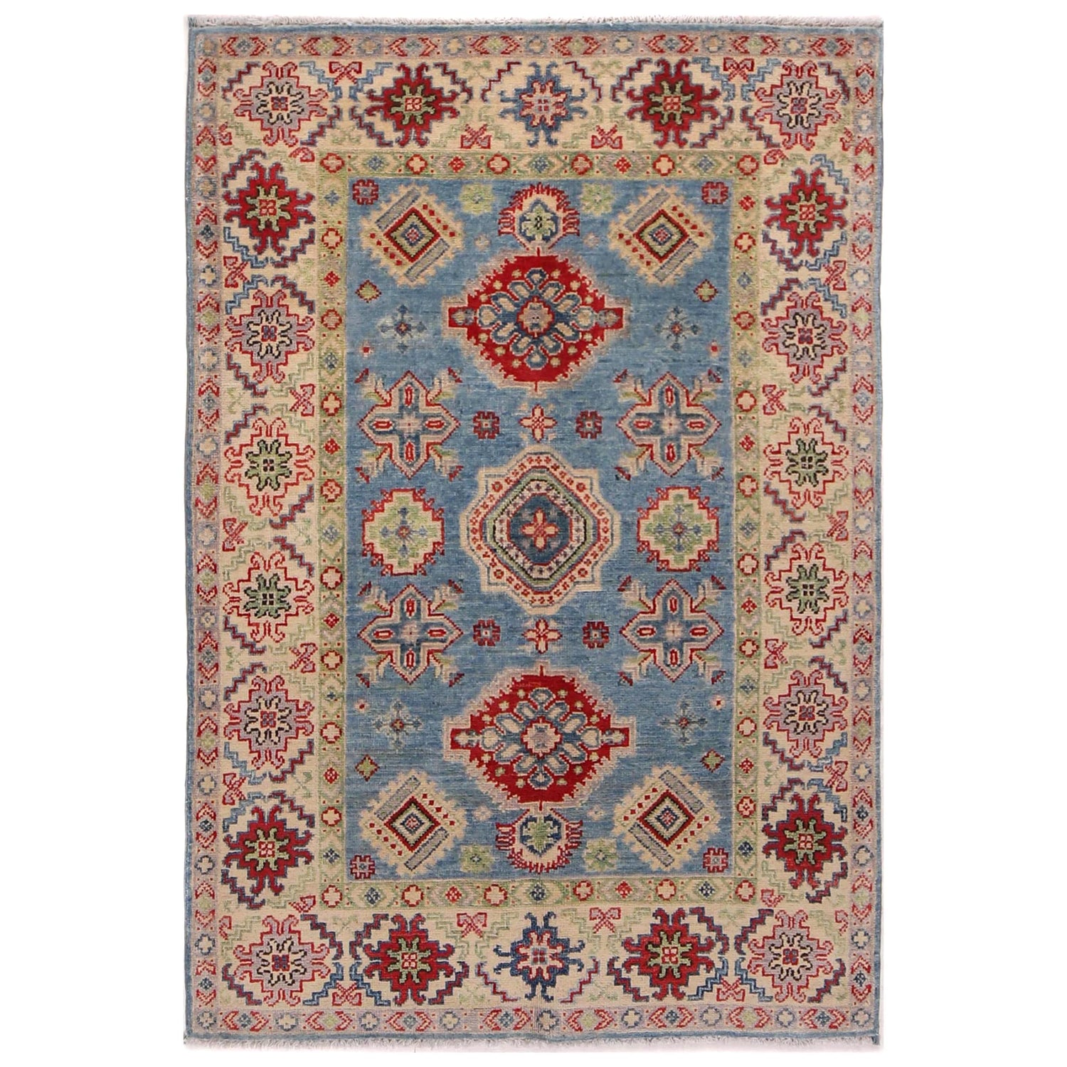 Blue Color Kazak Rug 3' 4" x 5' 0" (ft) - No. B34199