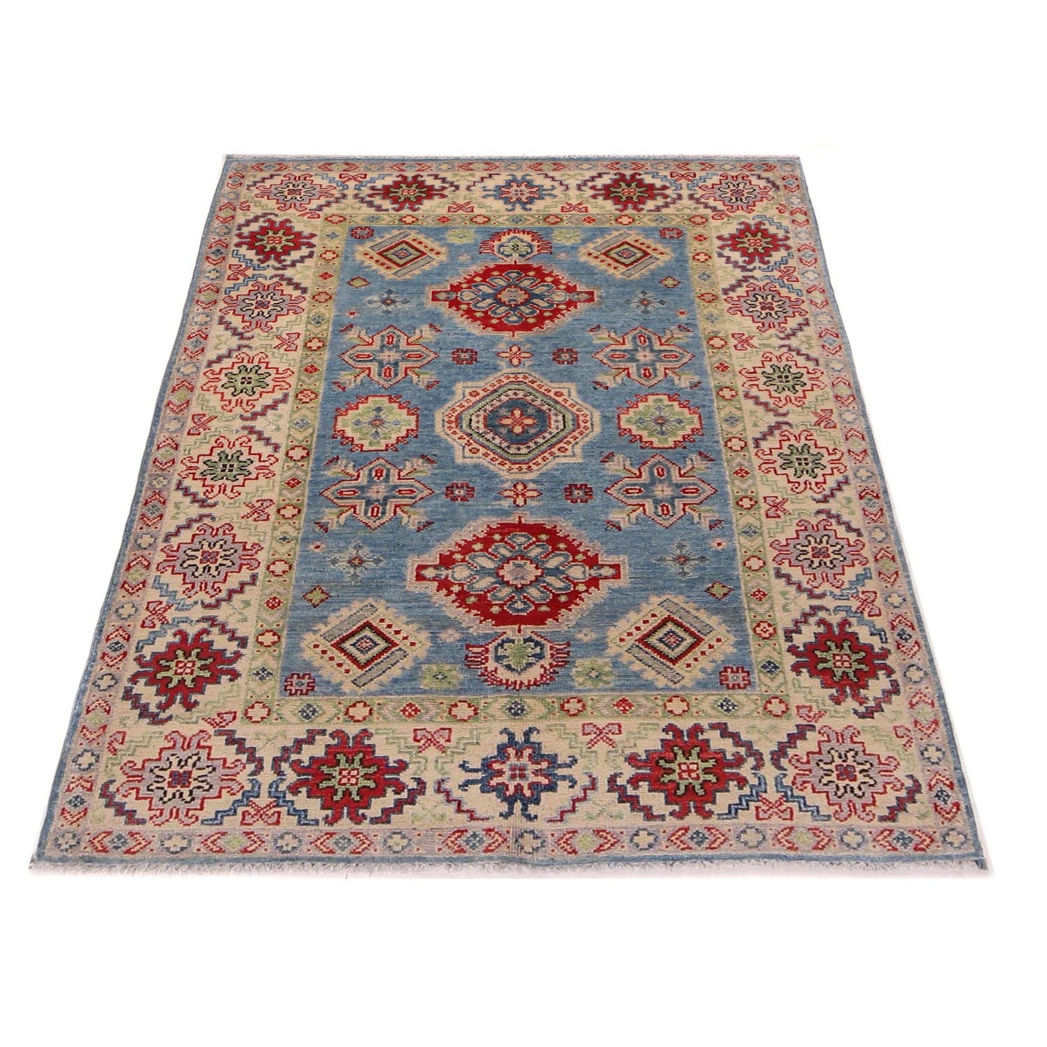 Blue Color Kazak Rug 3' 4" x 5' 0" (ft) - No. B34199