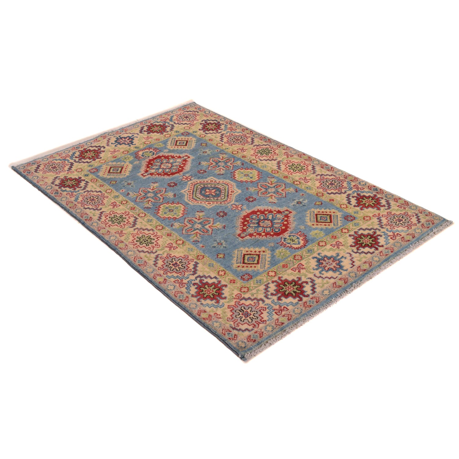 Blue Color Kazak Rug 3' 4" x 5' 0" (ft) - No. B34199
