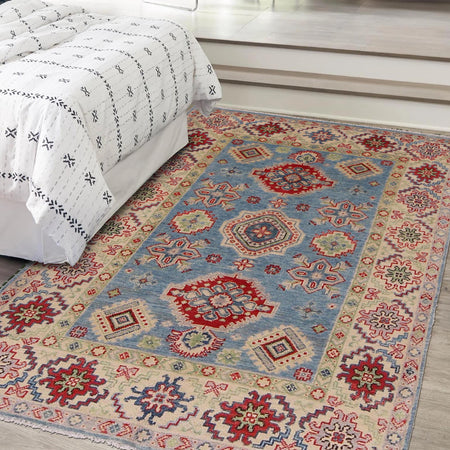 Blue Color Kazak Rug 3' 4" x 5' 0" (ft) - No. B34199