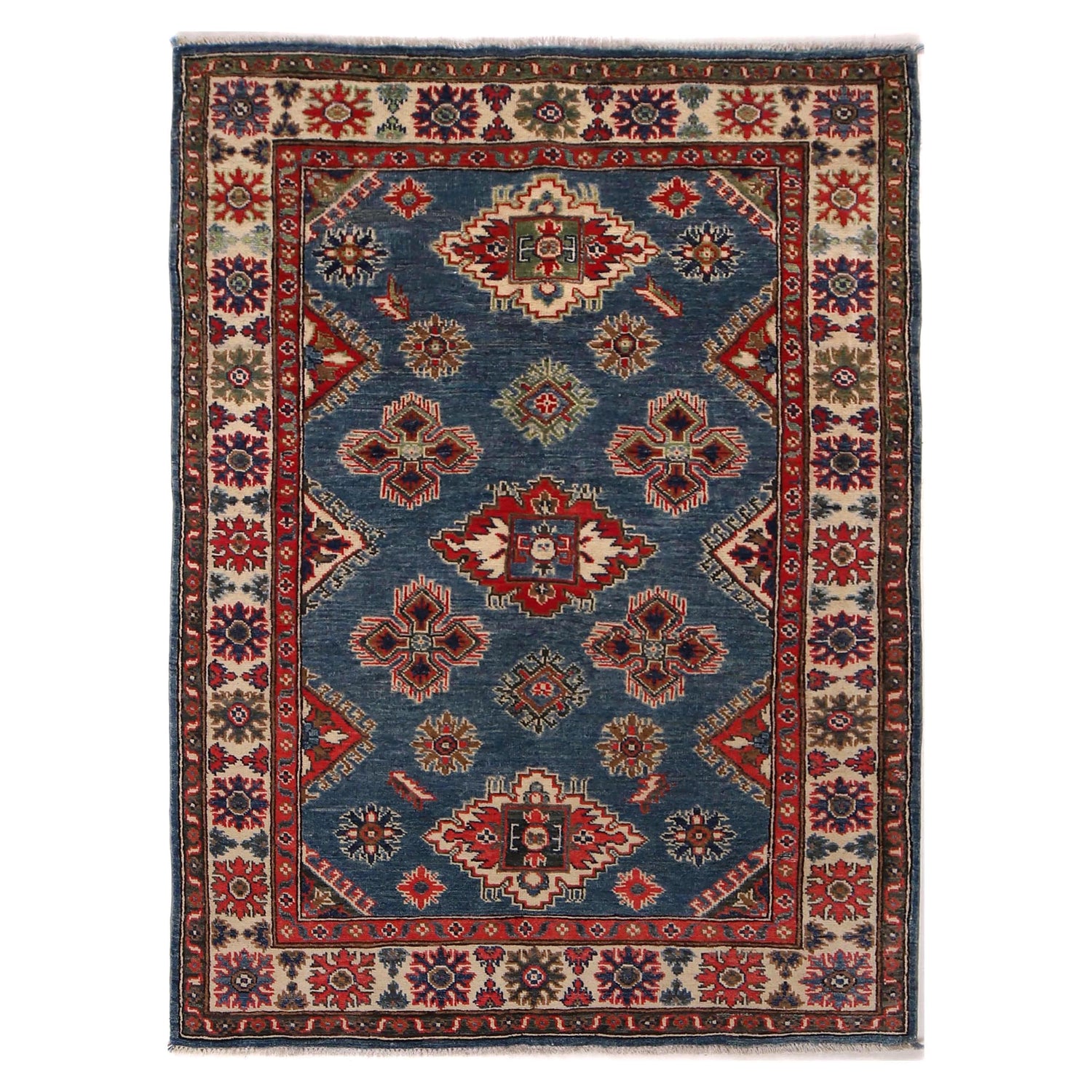 Blue Color Kazak Rug 3' 11" x 5' 9" (ft) - No. B34200