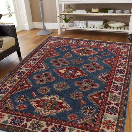 Blue Color Kazak Rug 3' 11" x 5' 9" (ft) - No. B34200