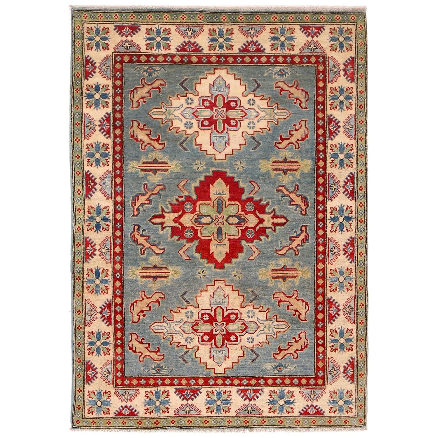 Hand Knotted Kazak Rug 4' 0" x 5' 9" (ft) - No. B34608