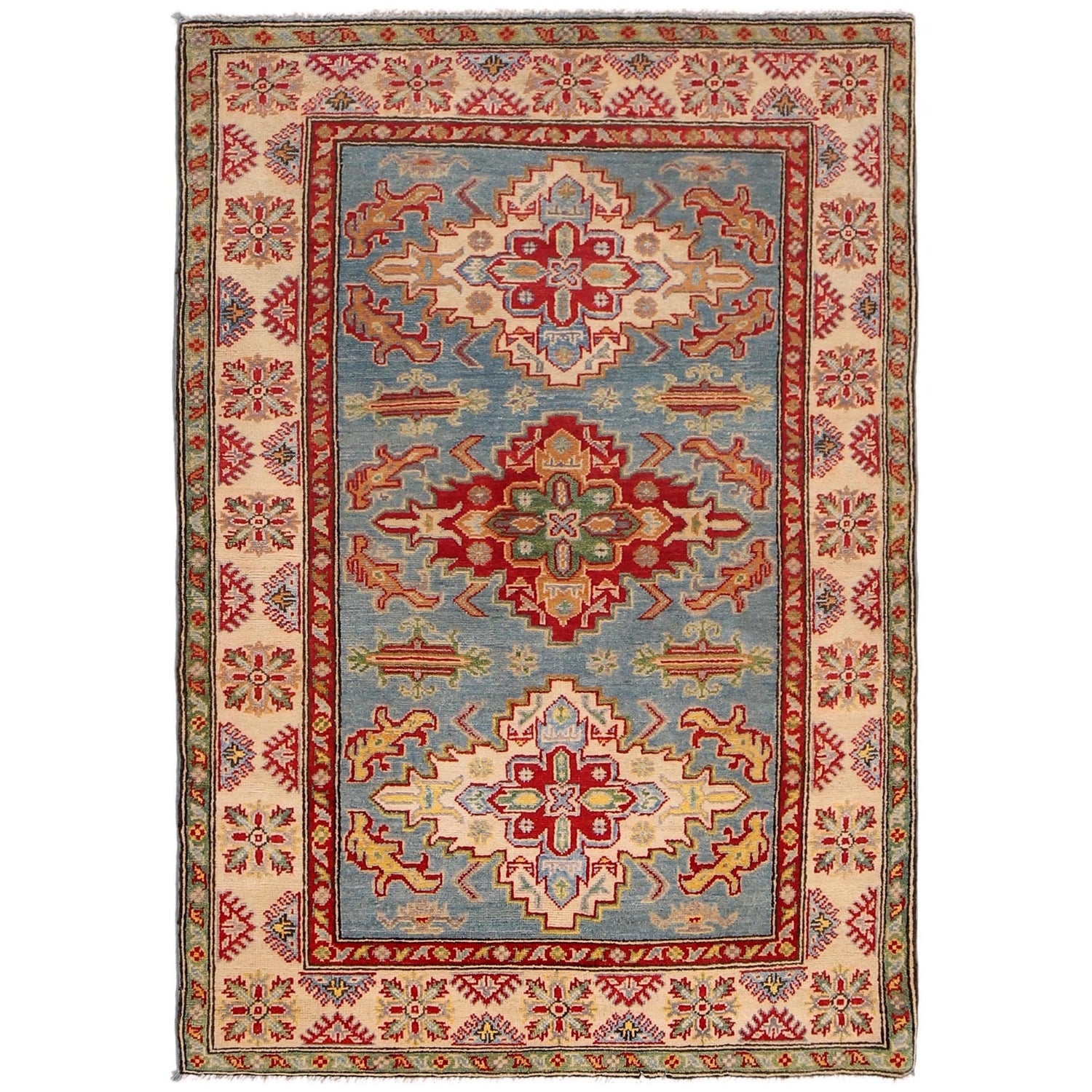 Blue Color Kazak Rug 4' 0" x 5' 10" (ft) - No. B34611