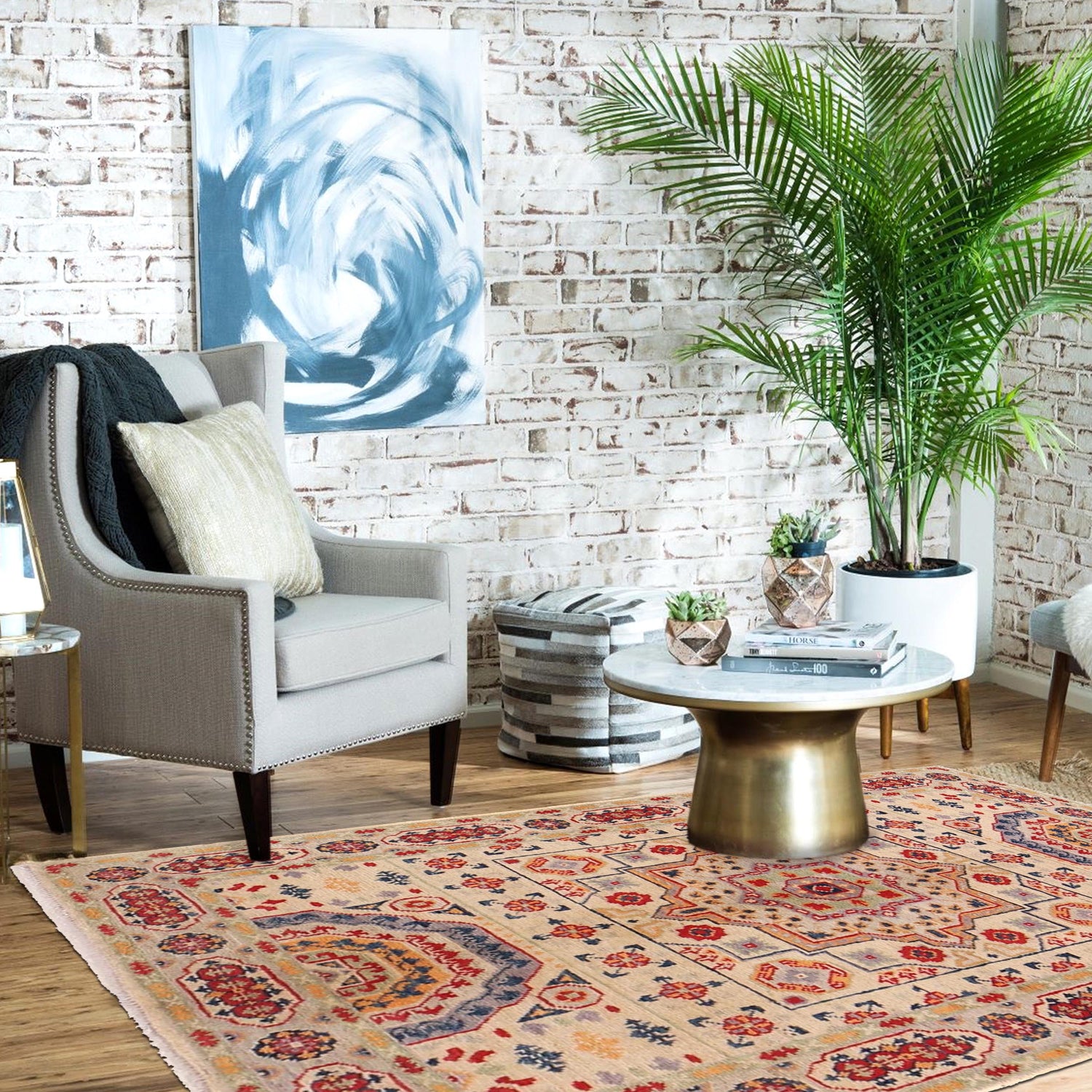 Hand Knotted Kazak Rug 3' 3" x 4' 11" (ft)- No. B34614