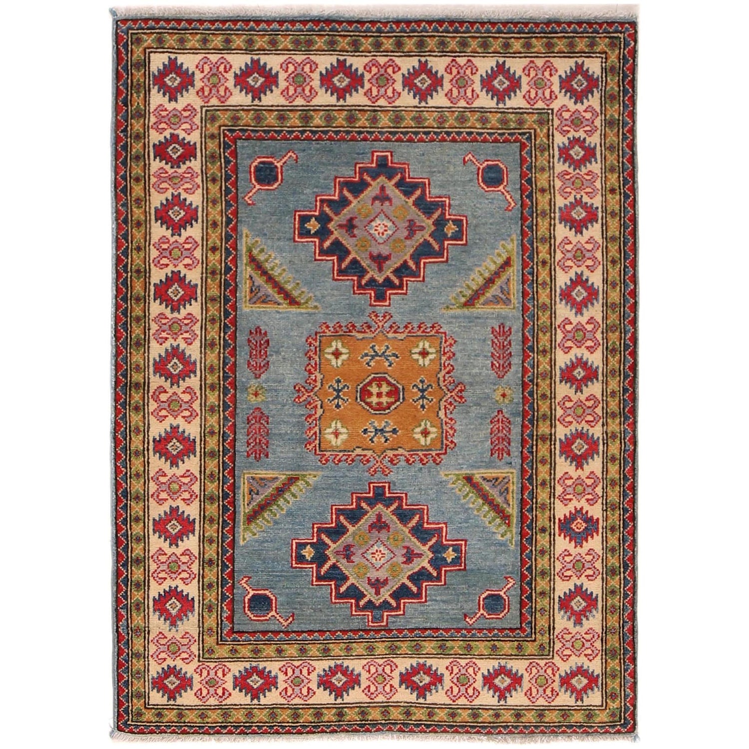 Blue Color Kazak Rug 4' 0" x 4' 10" (ft)- No. B34617