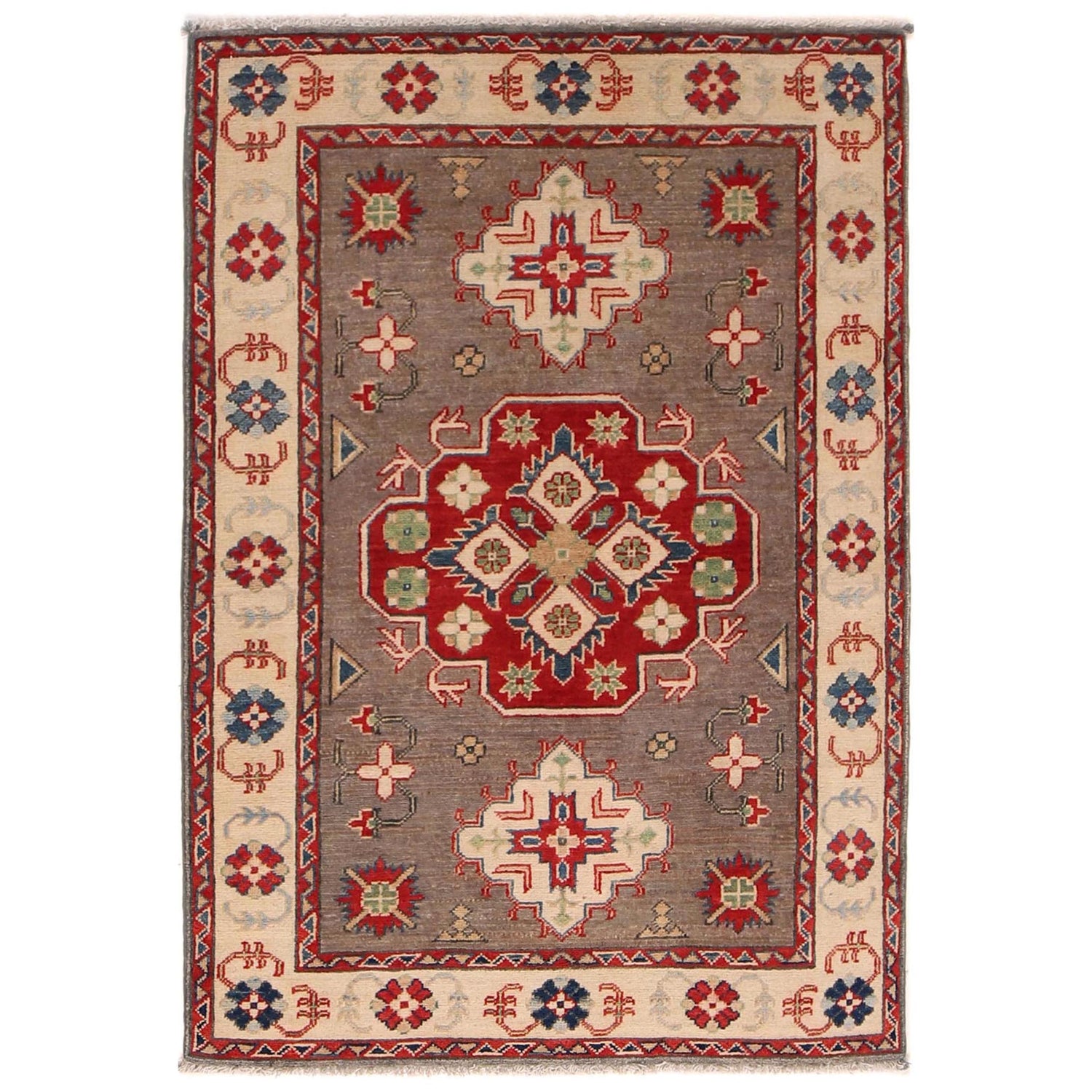 Oriental Kazak Rug  3' 4" x 4' 11" (ft)- No. B34619