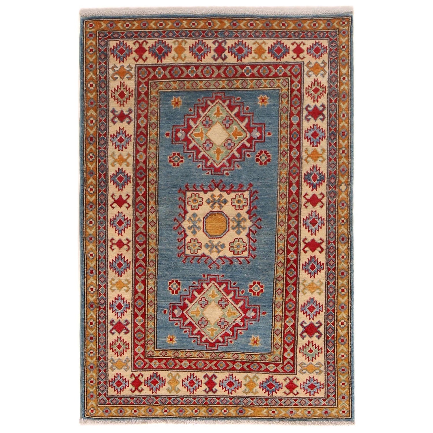 Blue Color Kazak Rug  3' 2" x 4' 9" (ft)- No. B34621