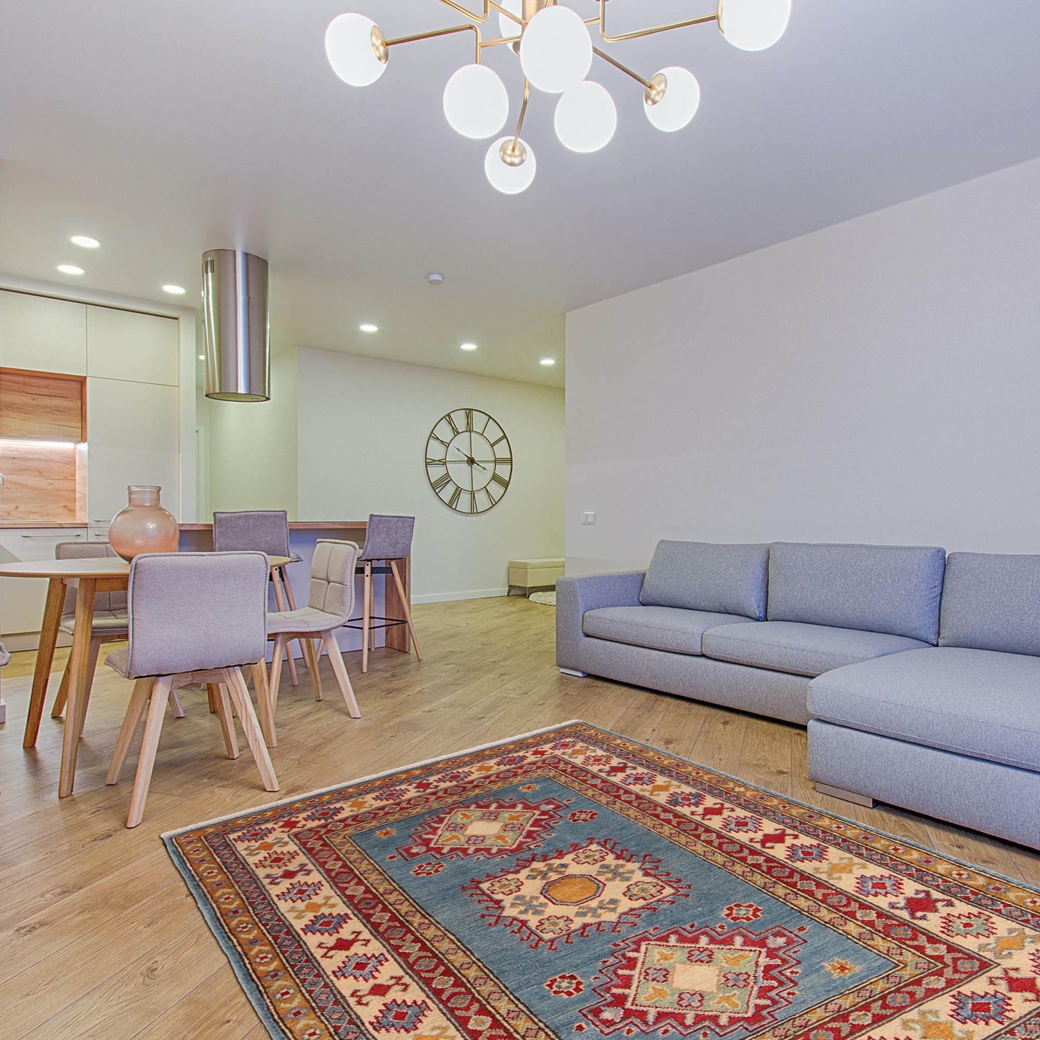 Blue Color Kazak Rug  3' 2" x 4' 9" (ft)- No. B34621