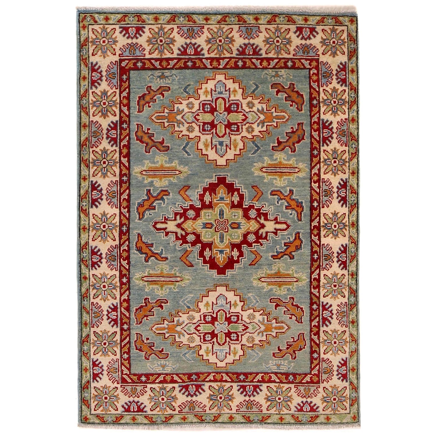 Hand Knotted Kazak Rug  3' 5" x 5' 0" (ft)- No. B34622