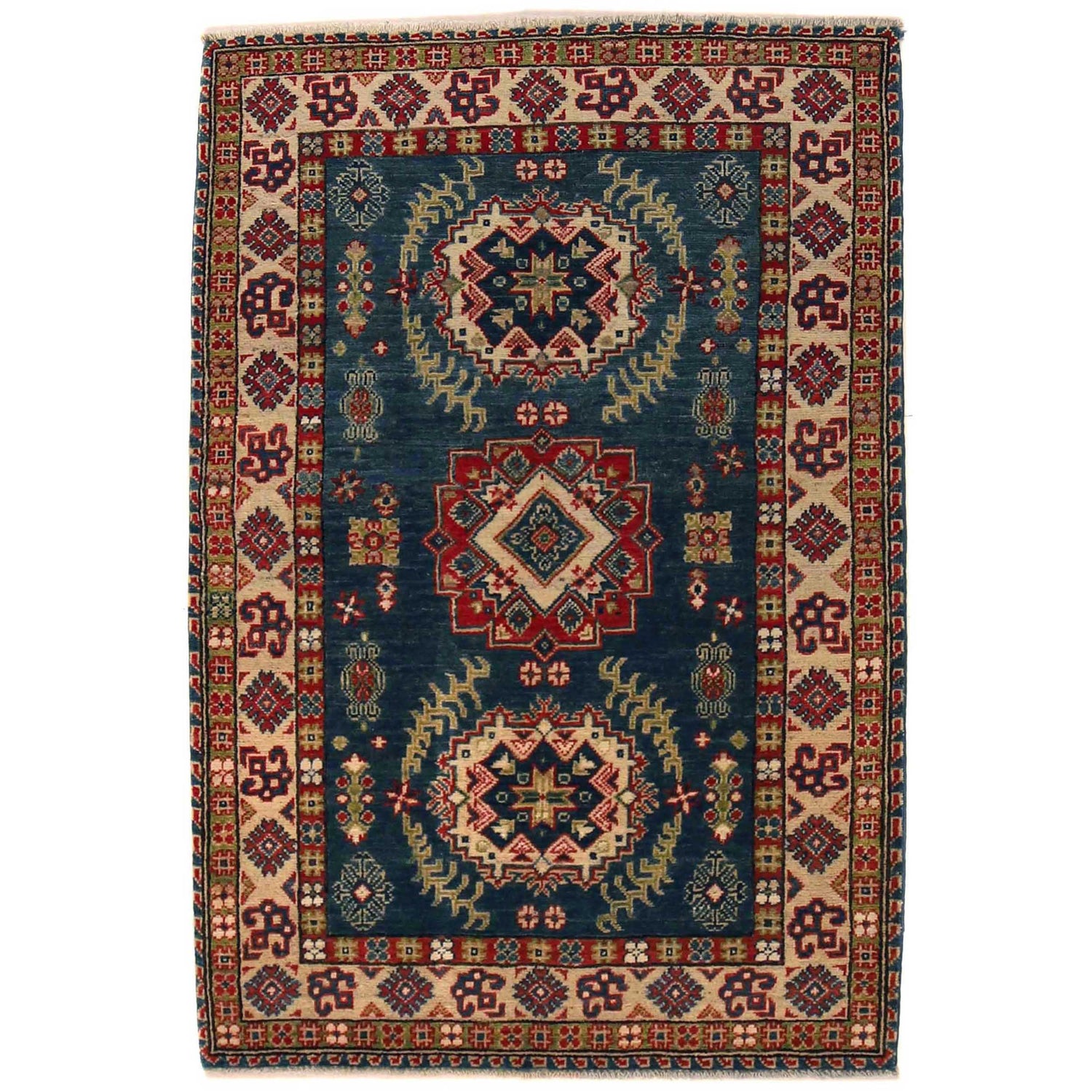 Blue Color Kazak Rug 3' 3" x 5' 1" (ft)- No. B34662