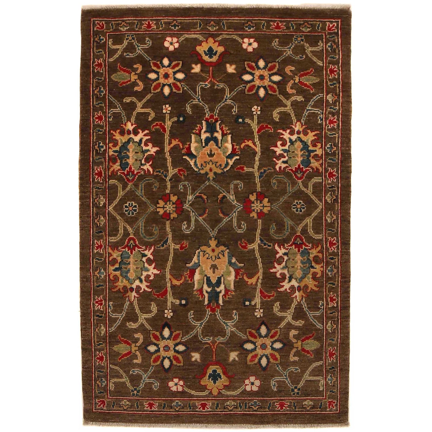 Brown Color Sultani Carpet 3' 2" x 4' 11" (ft) - No. B34663